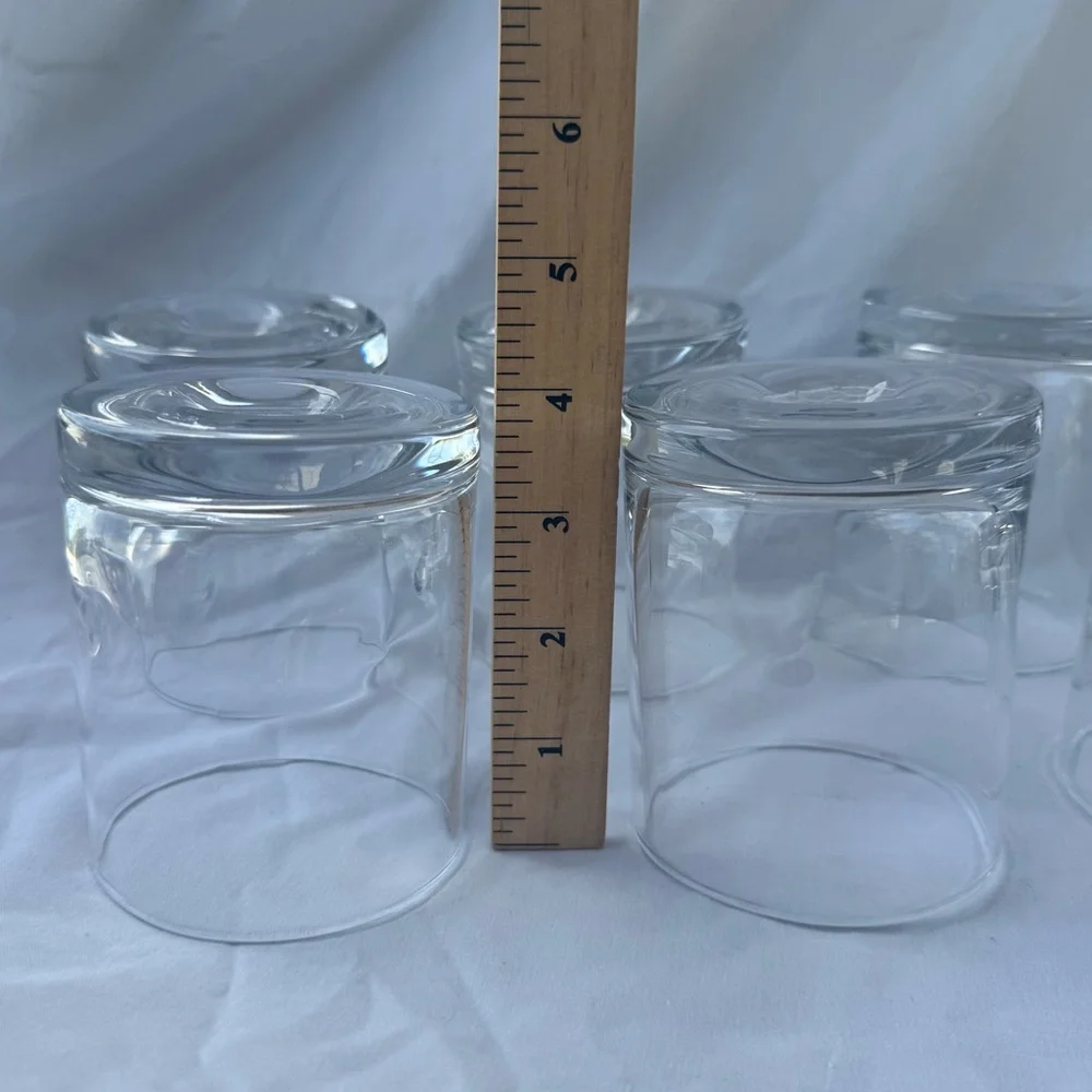 Clear Cylindrical Pinch Glasses or Dimple Glasses Lowball Glass Set of 8